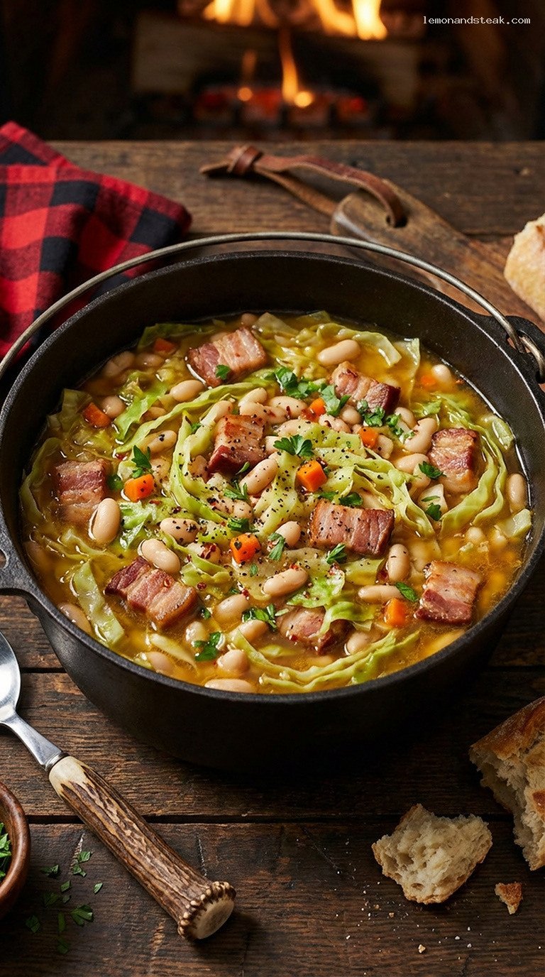 Smoky Cabbage, Bacon and White Bean Braise