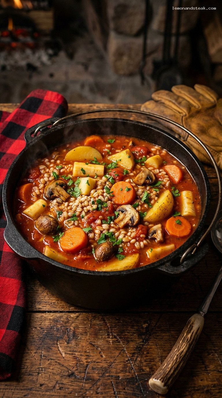 Smoky Campfire Barley and Root Vegetable Stew