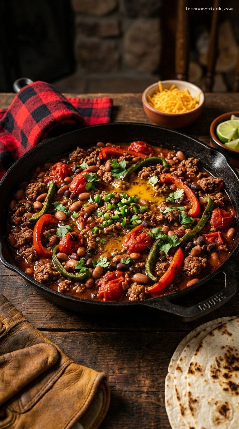 Smoky Campfire Beef and Bean Lumberjack Burritos