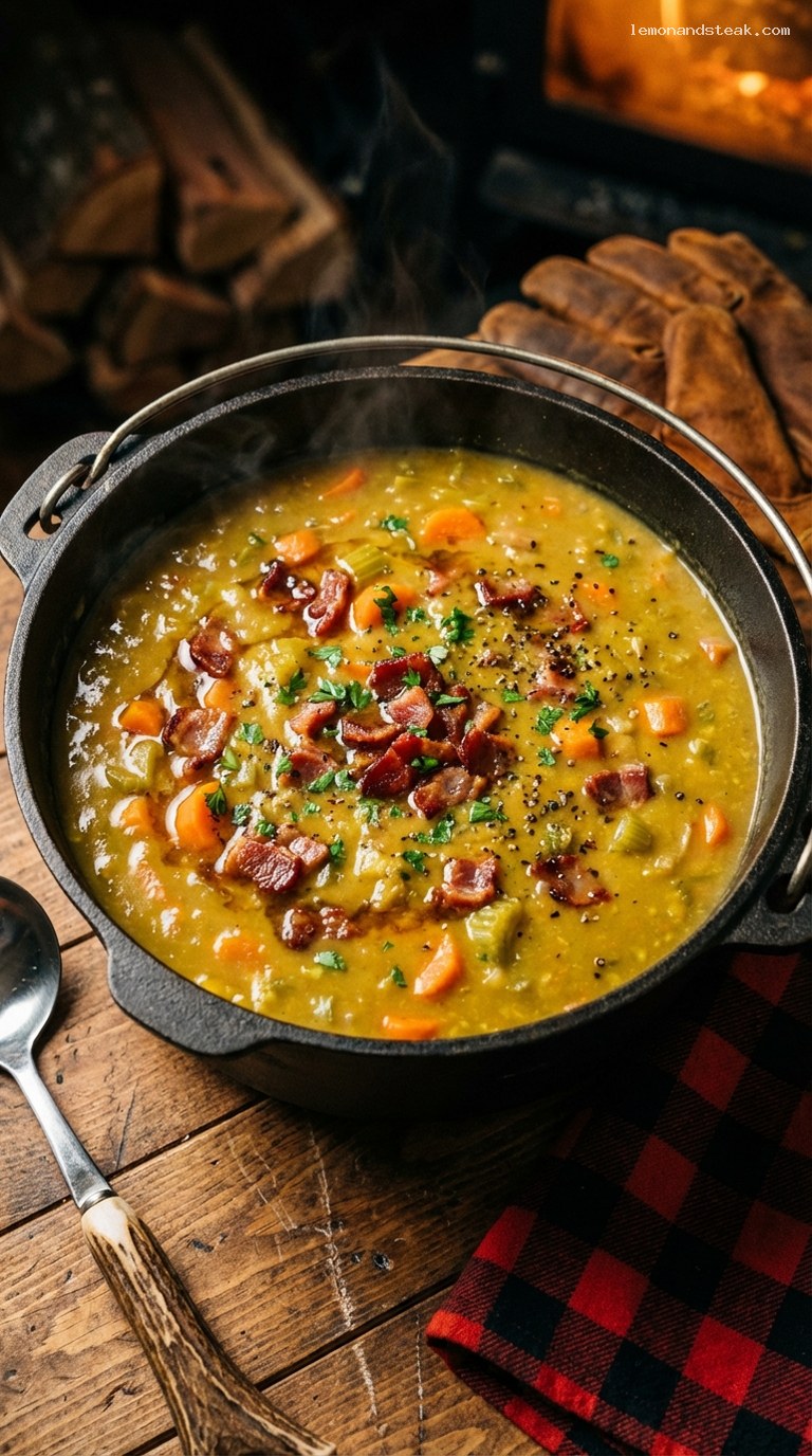 Smoky Maple Bacon Split Pea Soup