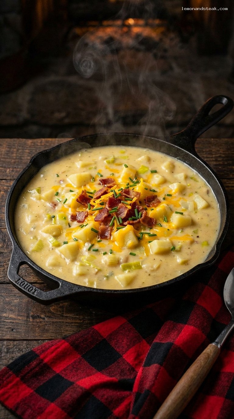 Smoky Potato, Leek, and Cheddar Skillet Chowder