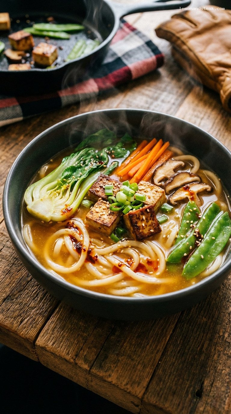 Warming Ginger Miso Noodle Bowl with Vegetables