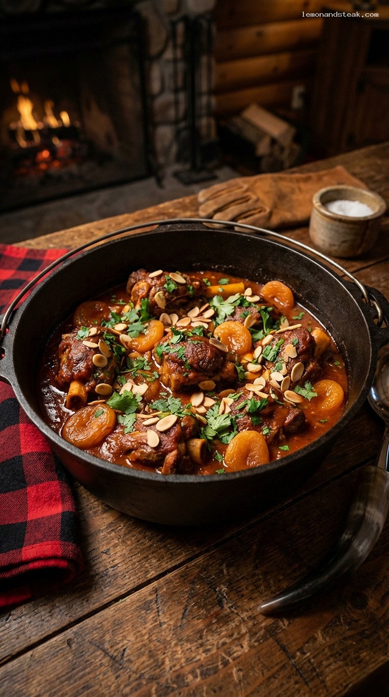 Warming Moroccan Lamb Tagine with Apricots and Almonds