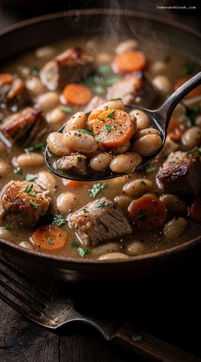 Slow-Cooked Pork and Navy Bean Herb Stew