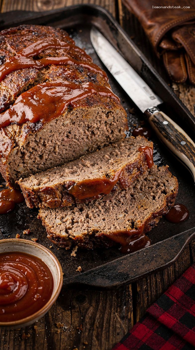 All-Beef Comfort Meatloaf With Sticky Ketchup Vinegar Glaze