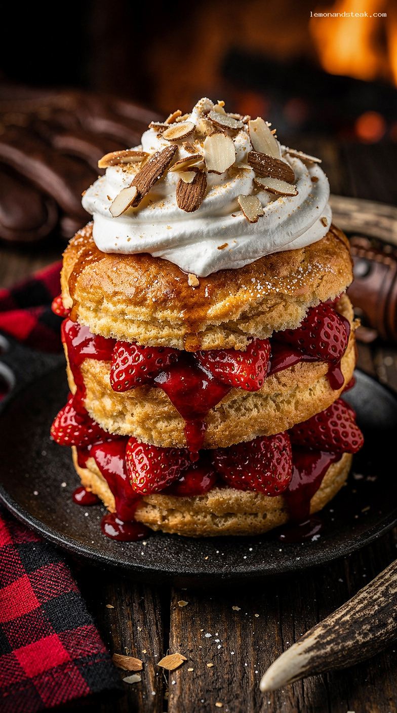 Almond Shortcake with Strawberries, Whipped Cream, and Toasted Almonds