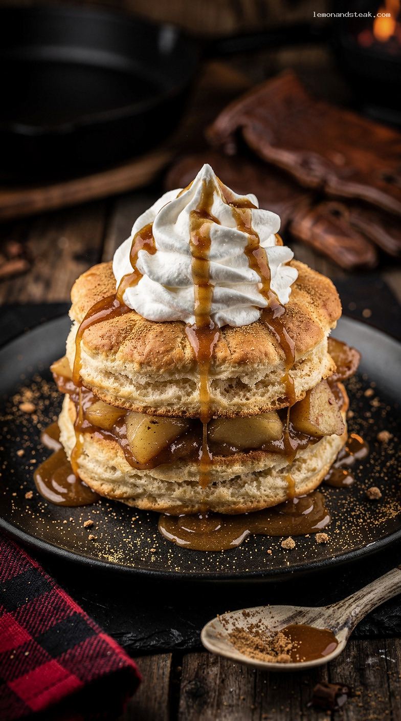 Apple Cinnamon Shortcake with Caramel and Whipped Cream