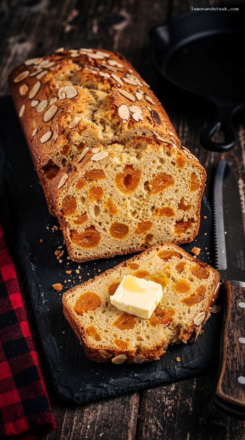 Apricot Almond Bread with Dried Apricots and Toasted Almonds