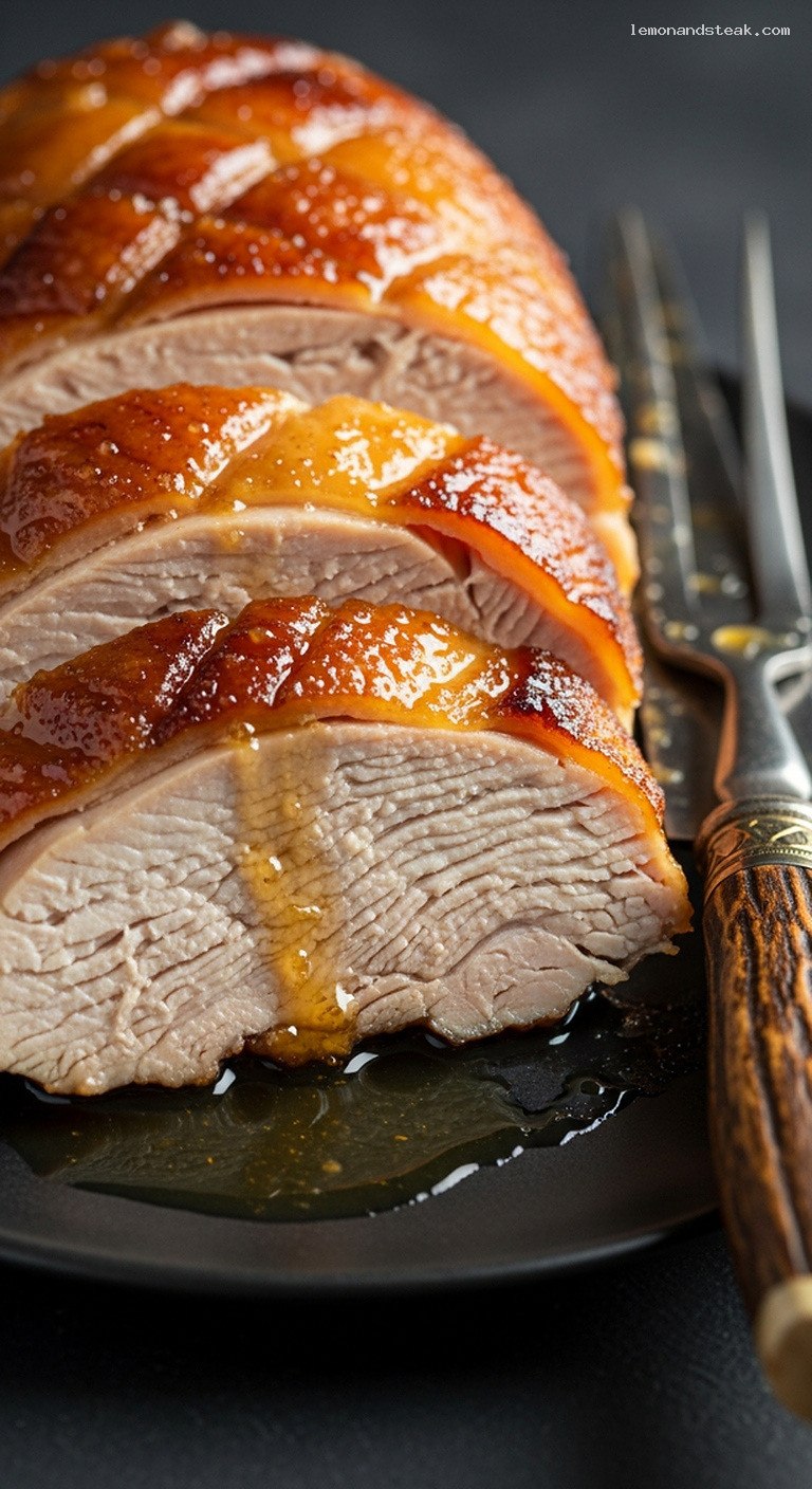 Apricot Brown Sugar Glazed Roast Turkey – Closeup