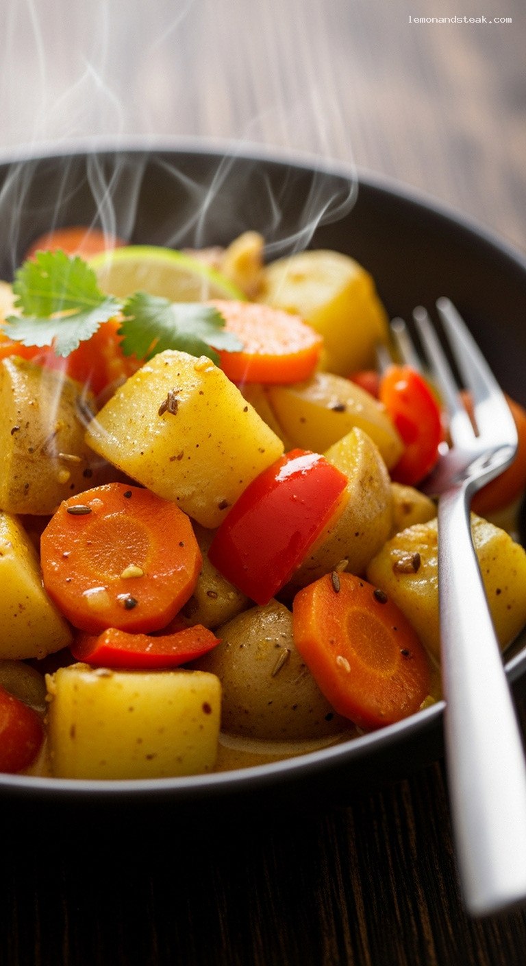 Aromatic Coconut Curried Potato Stew – Closeup