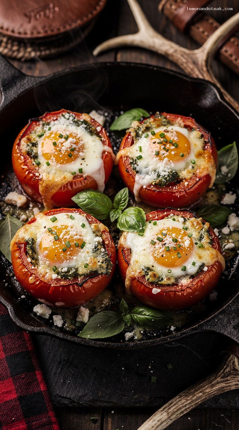 Baked Egg-Stuffed Tomatoes With Herbs and Cheese