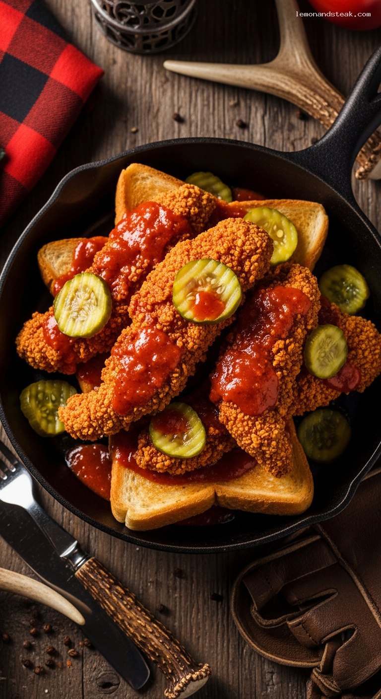 Baked Nashville Hot Chicken Tenders on Toast