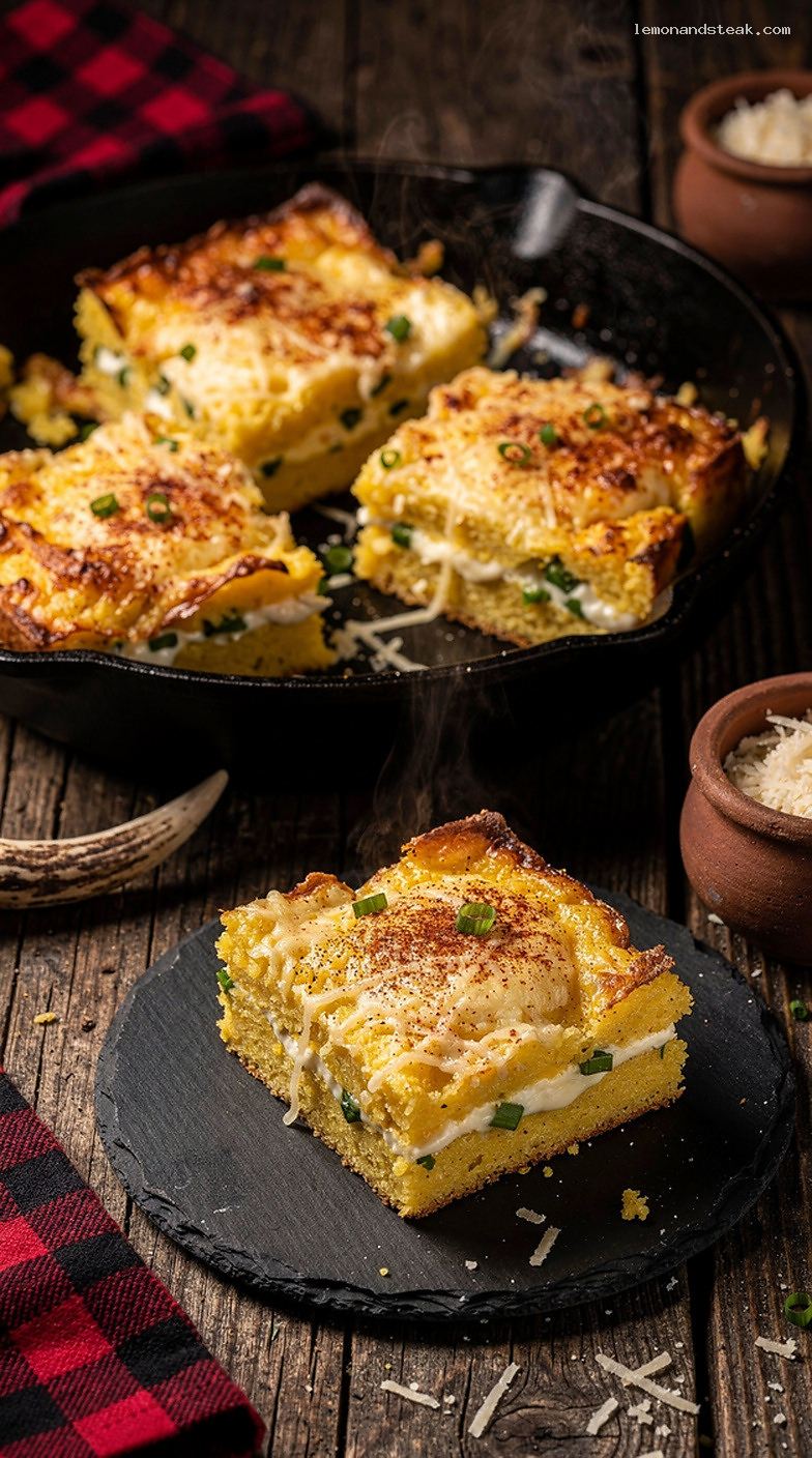 Baked Polenta and Egg Squares with Cheese