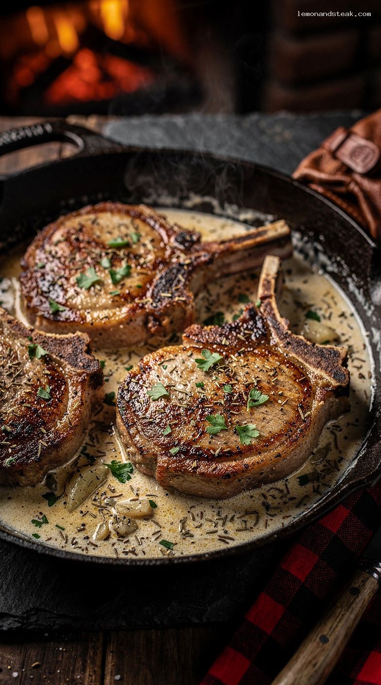 Baked Pork Chops in Garlic Herb Cream Sauce