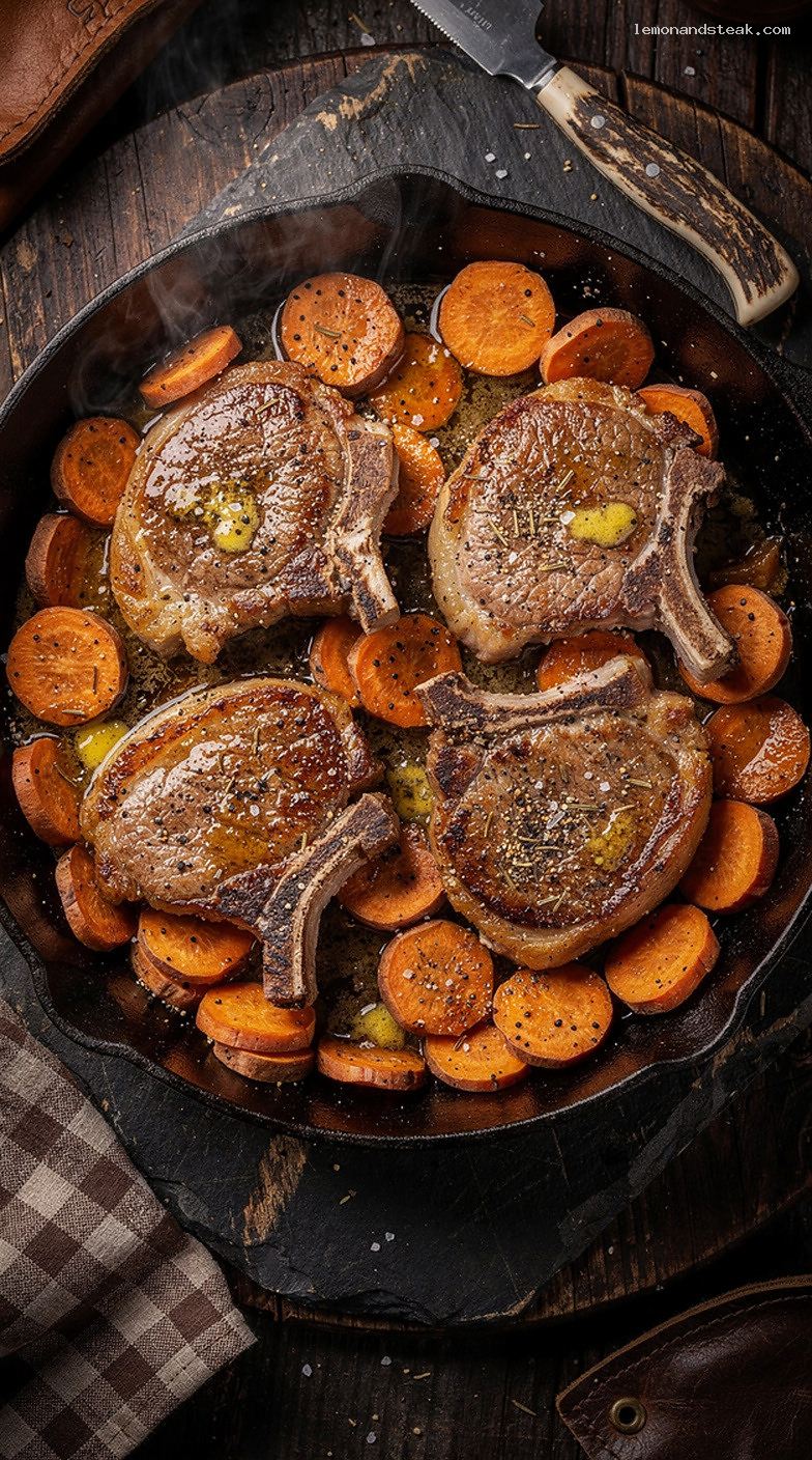 Baked Pork Chops with Sweet Potatoes and Butter