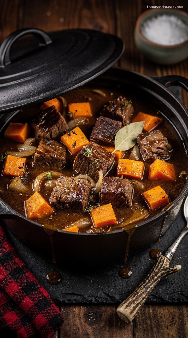 Beef and Pumpkin Stew With Herbs and Garlic
