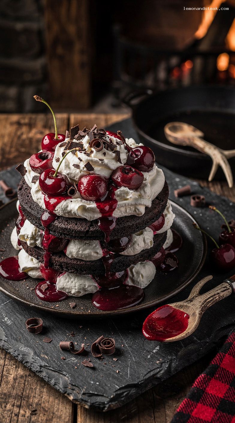 Black Forest Shortcake With Chocolate Biscuits, Cherries, and Cream