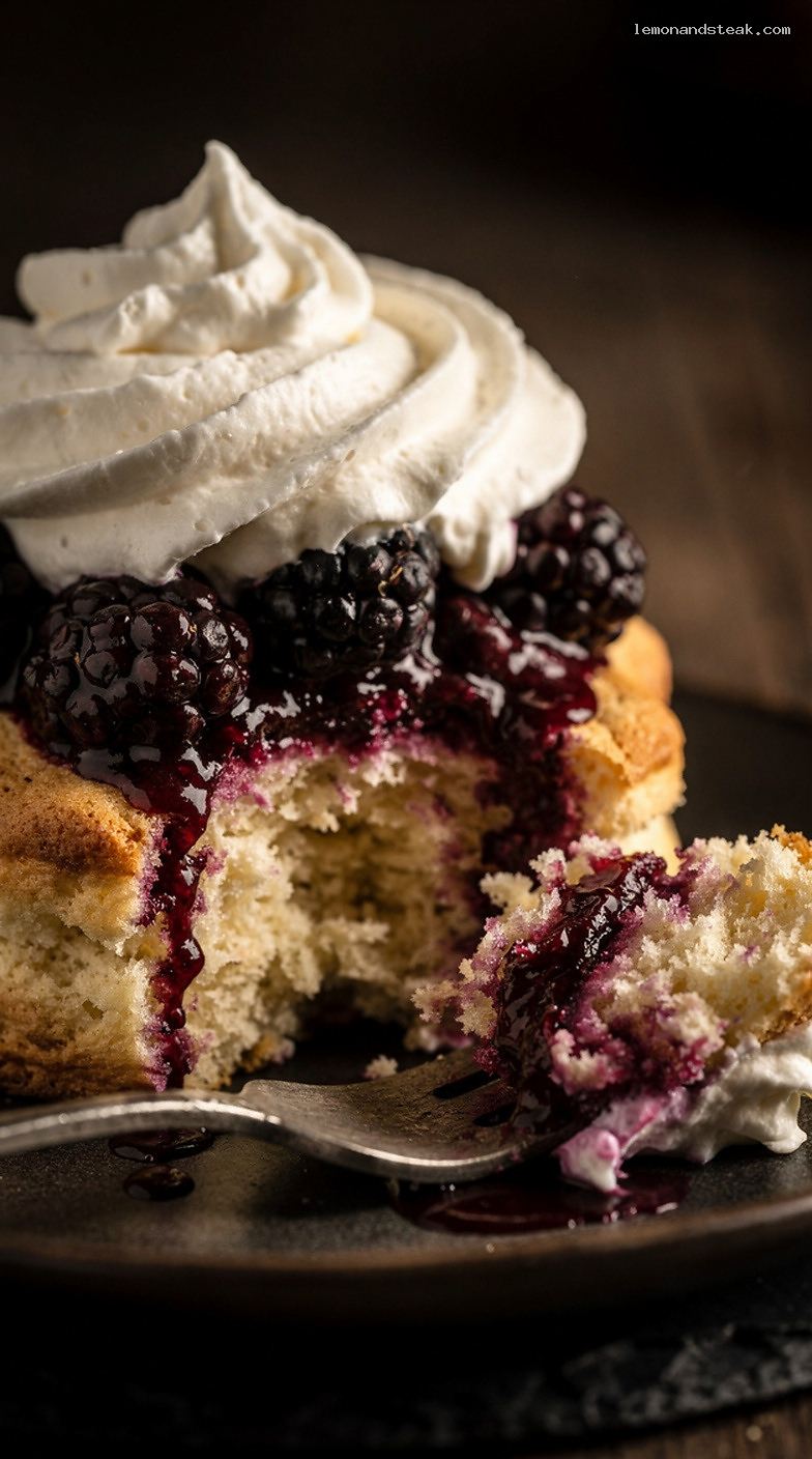 Blackberry Shortcake Sweet Cream Scones with Vanilla Whipped Cream – Closeup