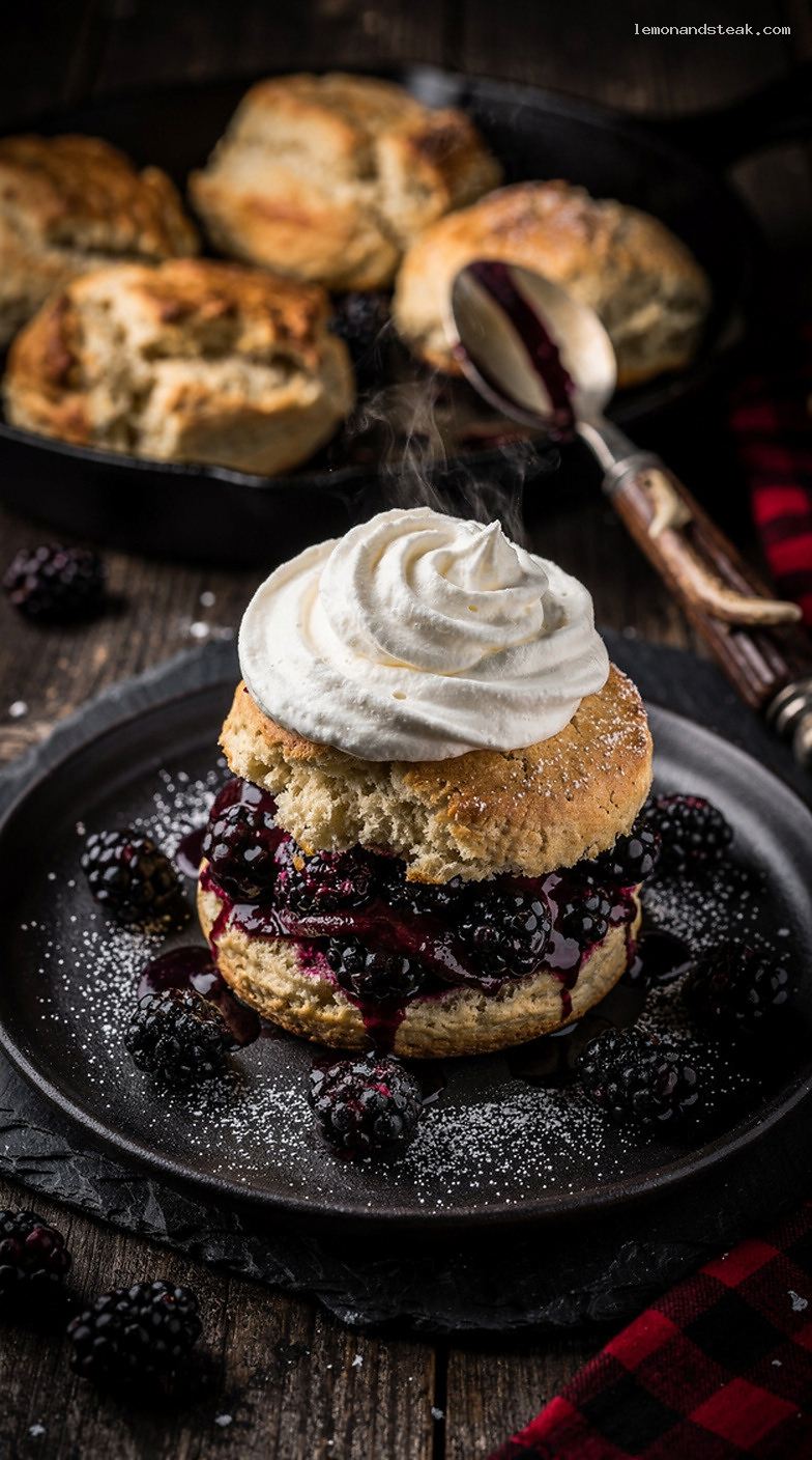 Blackberry Shortcake Sweet Cream Scones with Vanilla Whipped Cream