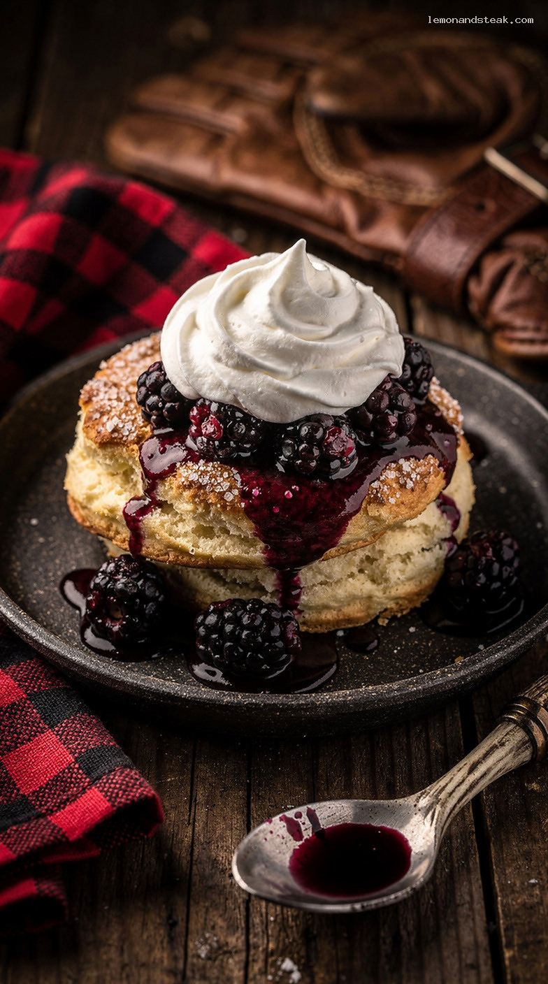 Blackberry Vanilla Shortcake With Flaky Biscuits and Whipped Cream