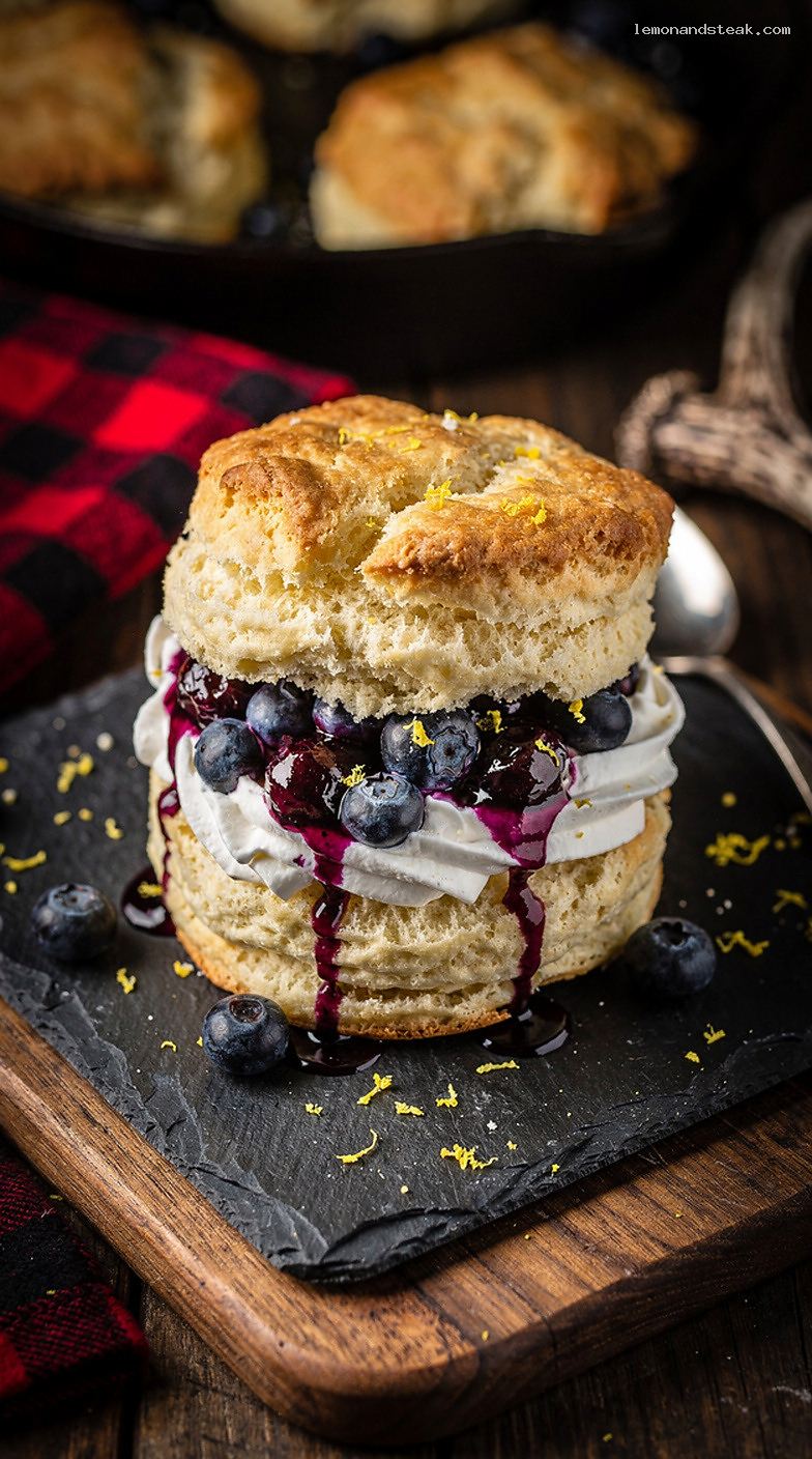 Blueberry Lemon Shortcake With Biscuits and Vanilla Whipped Cream