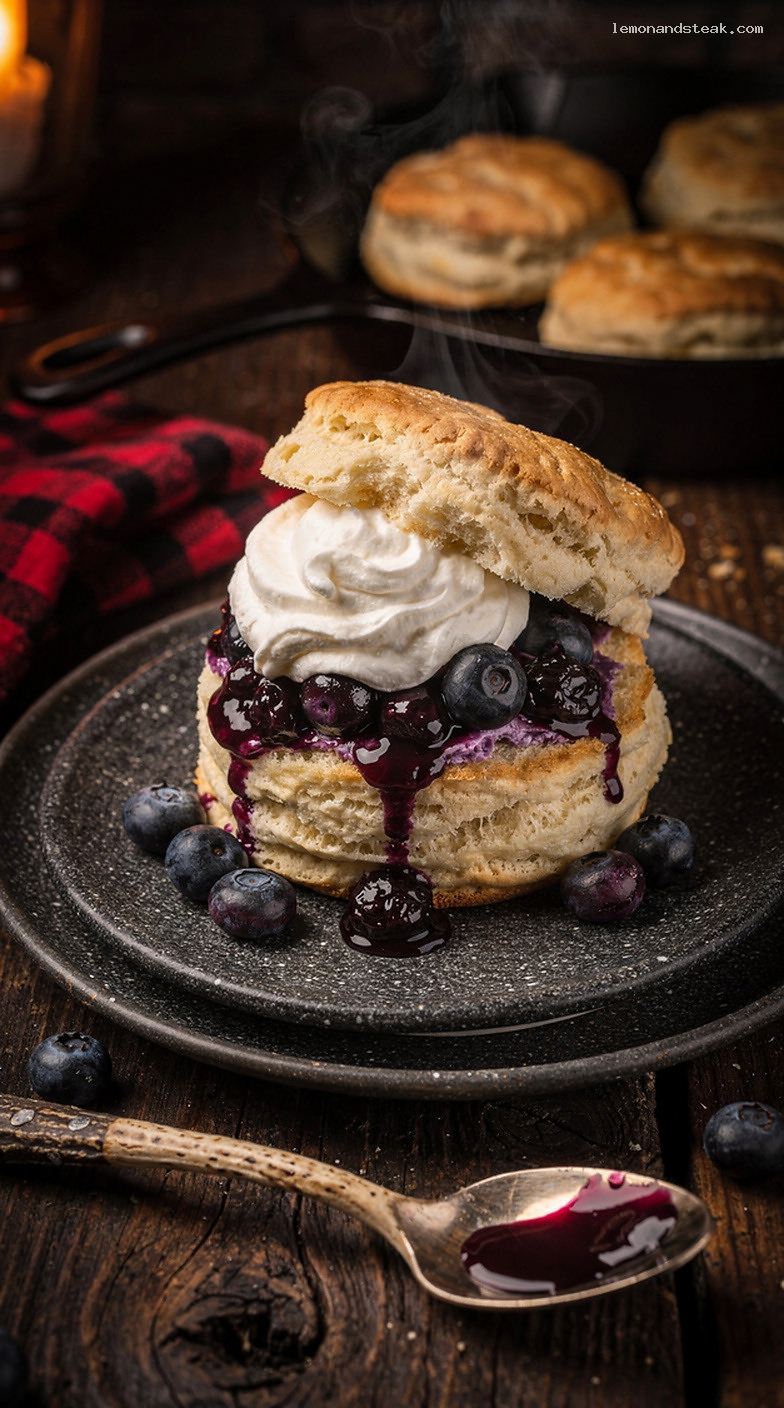 Blueberry Maple Cream Shortcake Biscuit Dessert