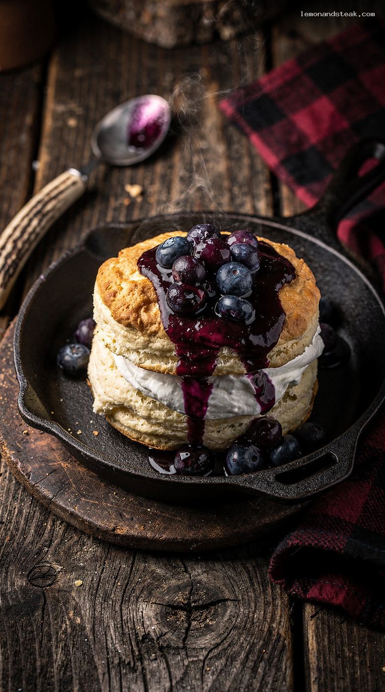 Blueberry Shortcake Biscuits With Warm Blueberry Compote