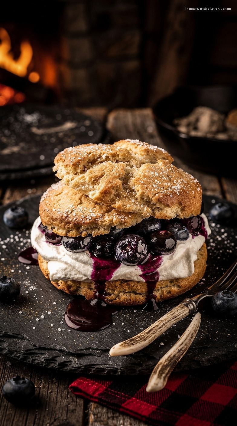 Blueberry Shortcake with Cream Scone Base and Vanilla Cream