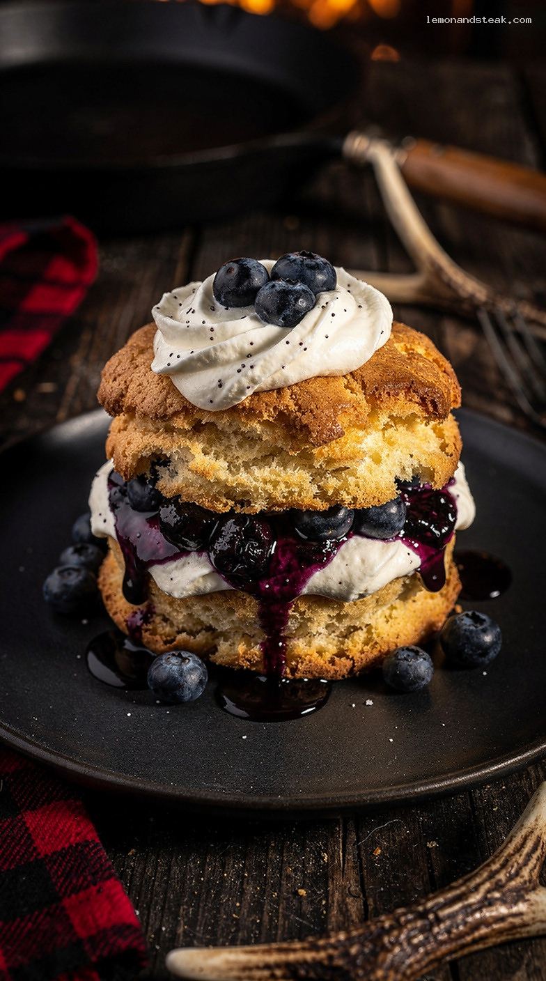 Blueberry Vanilla Shortcake with Biscuits and Whipped Cream