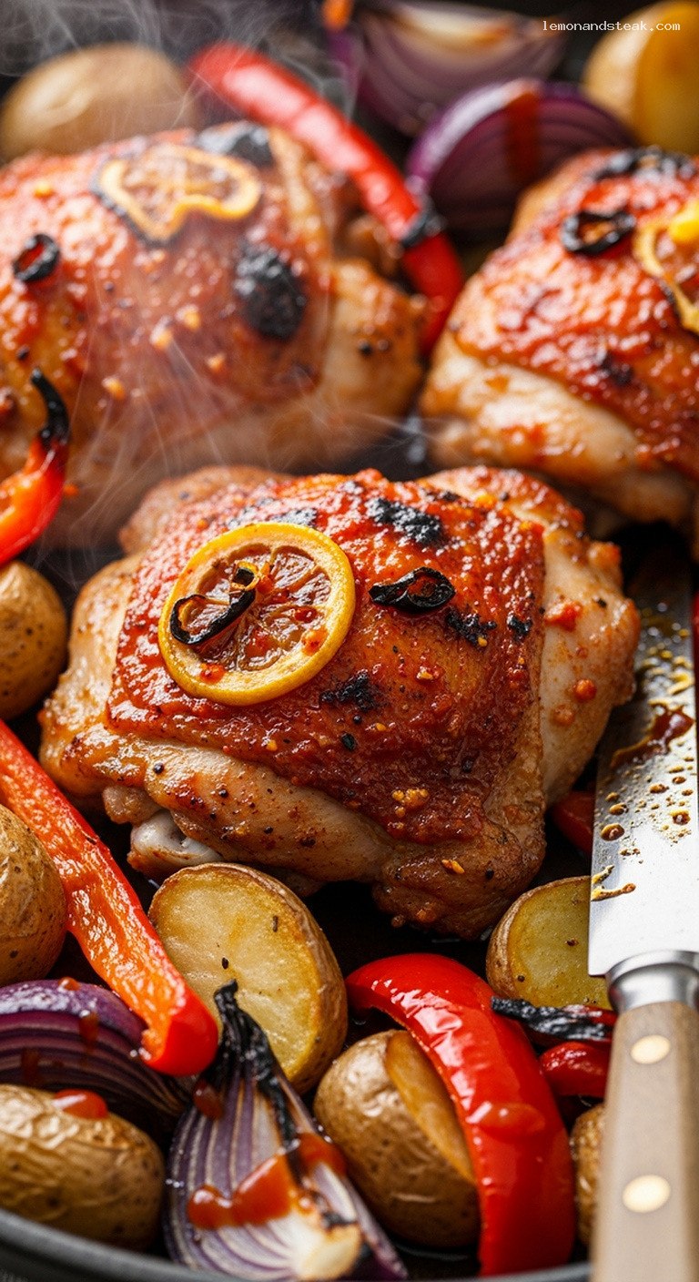 Bold Spicy Peri-Peri Roasted Chicken Thighs (Sheet-Pan Dinner) – Closeup