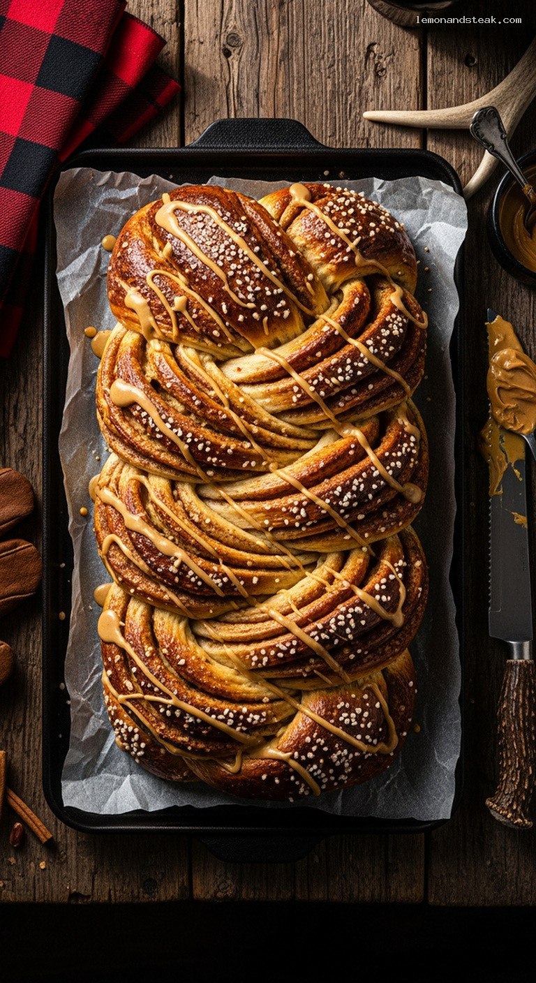 Braided Peanut Butter Cinnamon Swirl Bread Loaf
