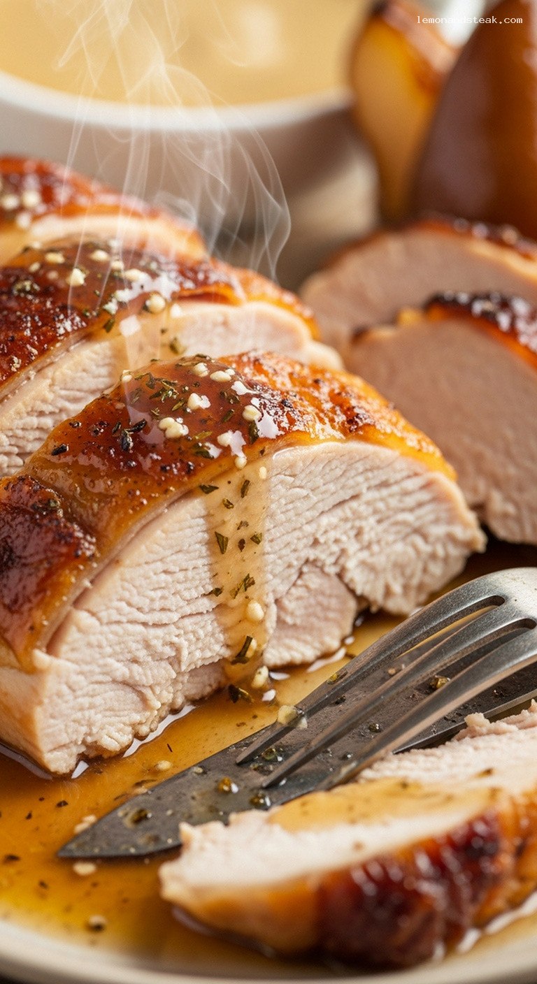 Brown Butter Turkey with Caramelized Pear Glaze – Closeup