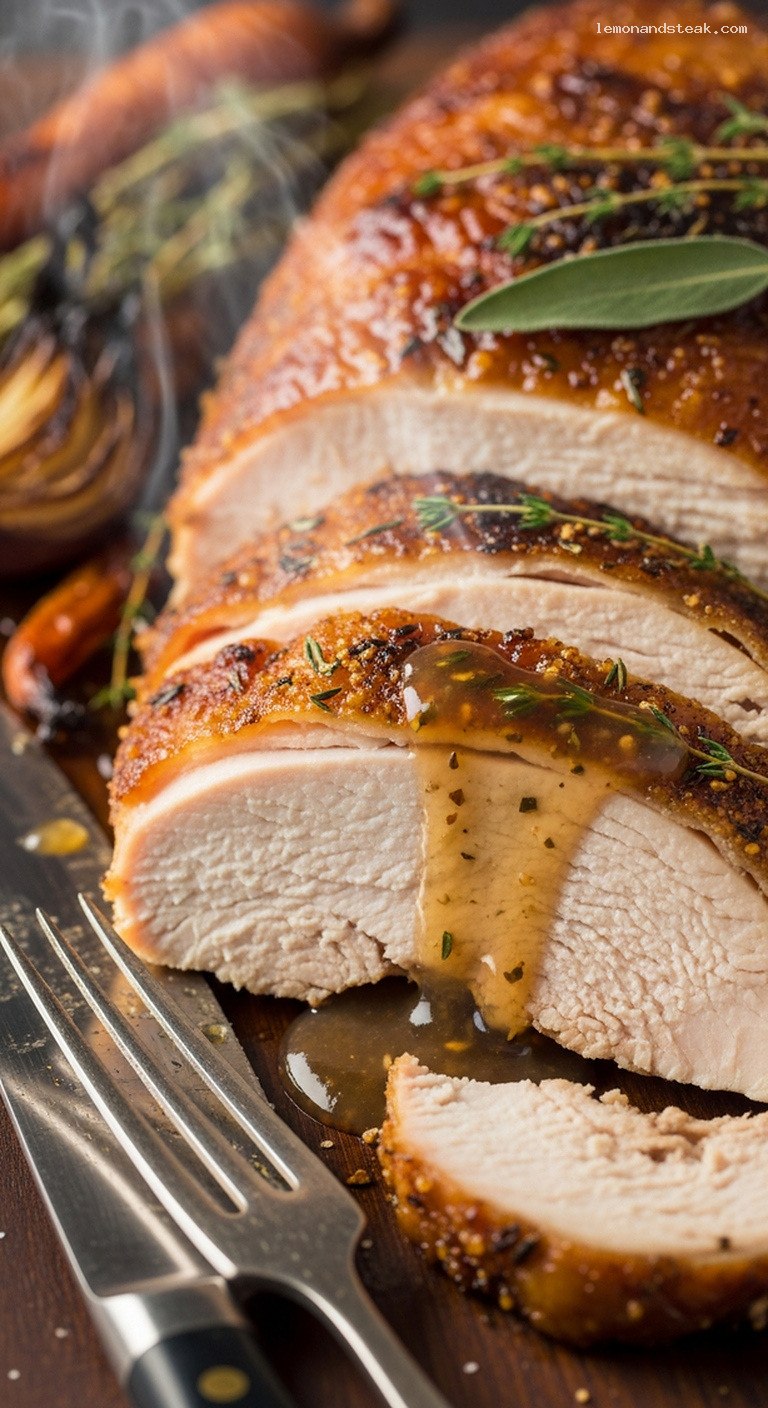Brown Sugar and Sage Roast Turkey – Closeup