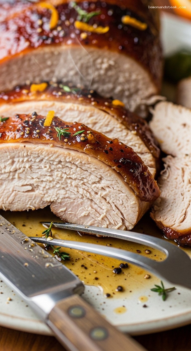 Brown Sugar Brined Turkey with Maple Caramelized Glaze – Closeup