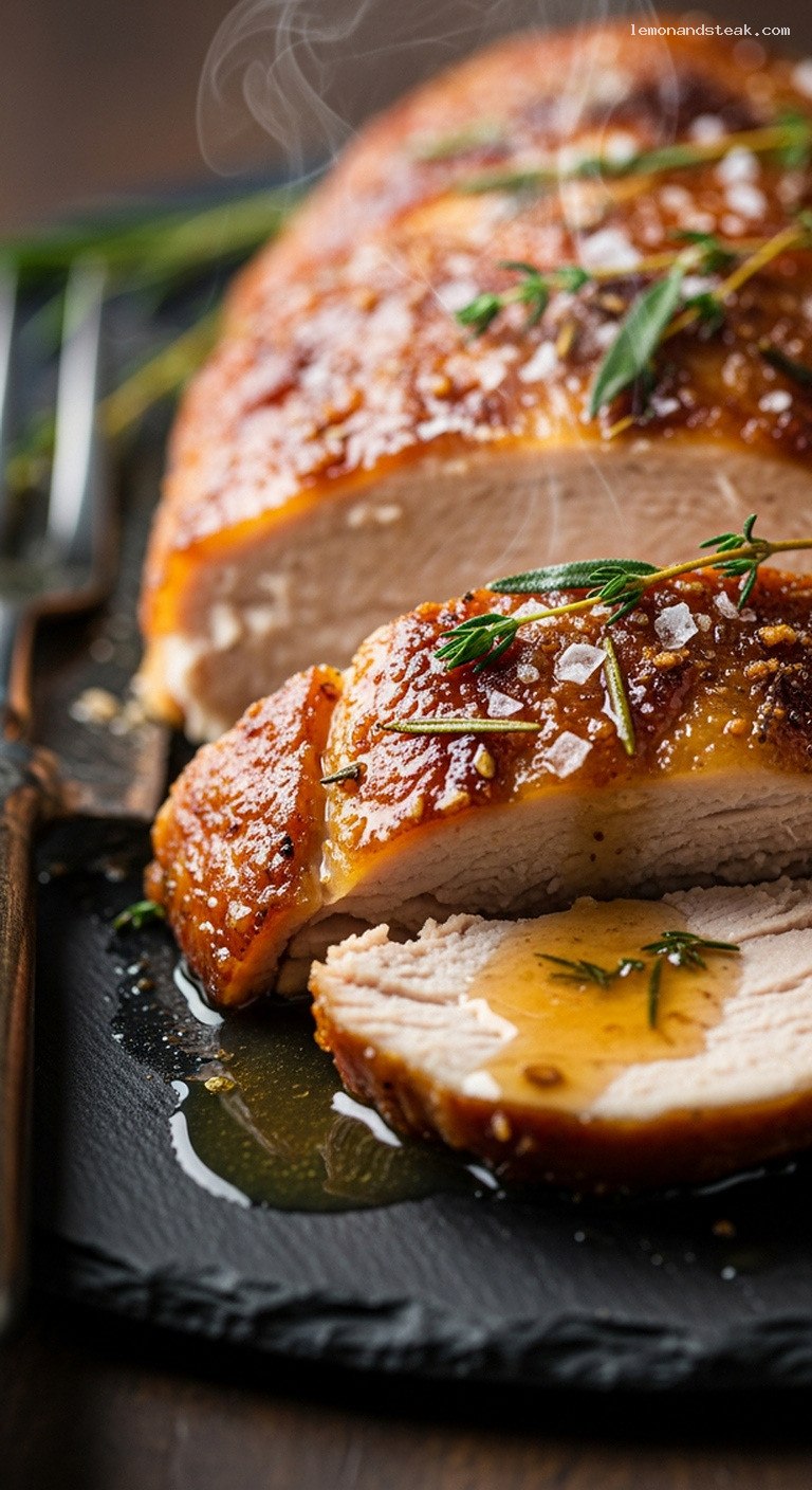 Brown Sugar Herb-Glazed Roast Turkey – Closeup