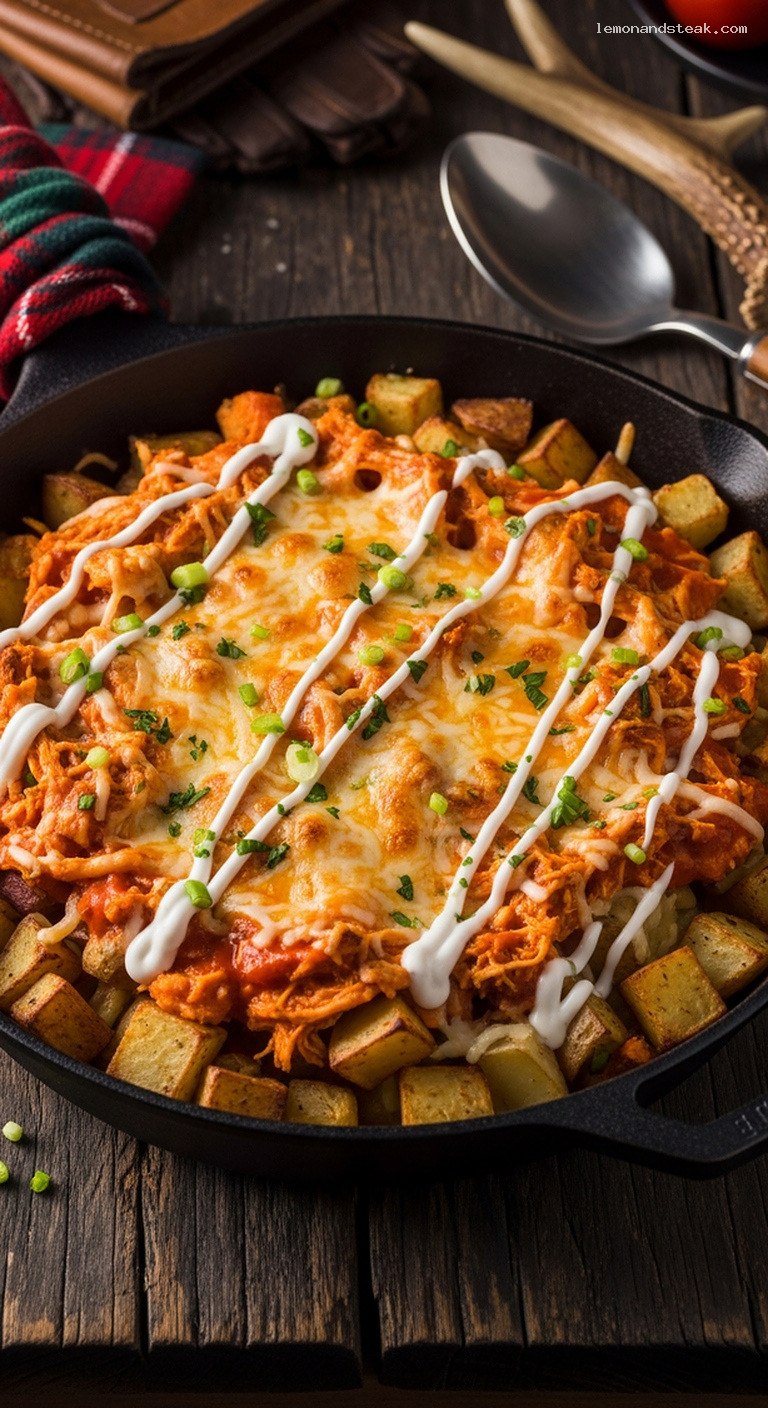 Buffalo Chicken Potato Bake with Ranch Drizzle