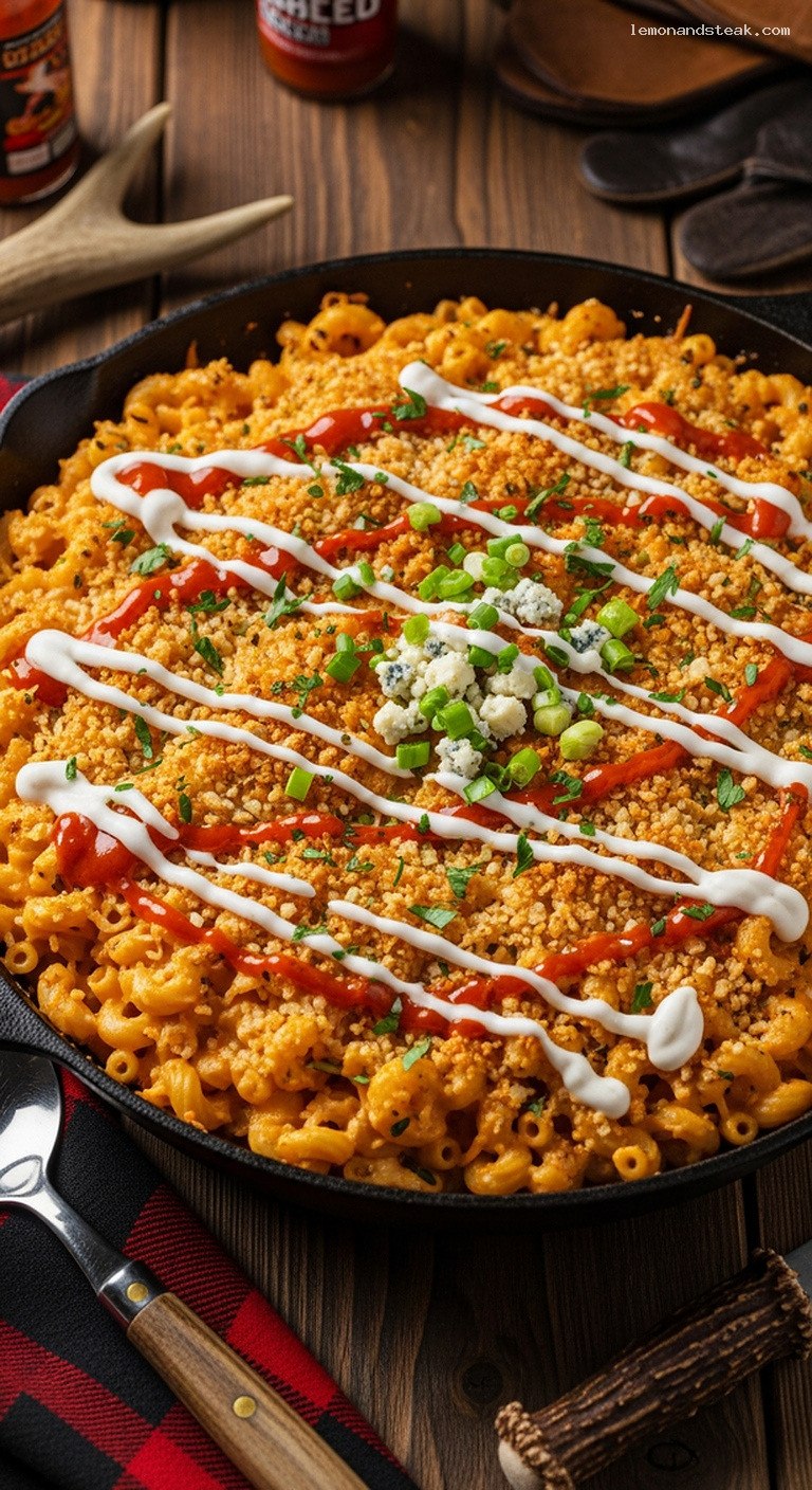 Buffalo Ranch Baked Mac and Cheese with Crunchy Topping