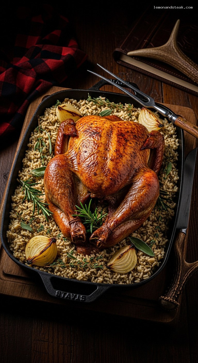 Butter-Basted Turkey with Herb Rice Stuffing