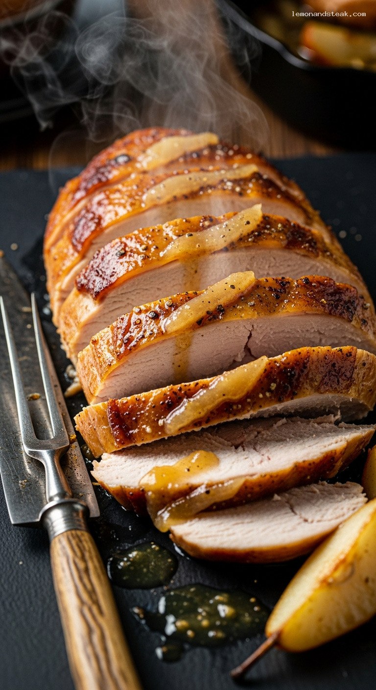 Butter-Basted Turkey with Spiced Pear Glaze – Closeup