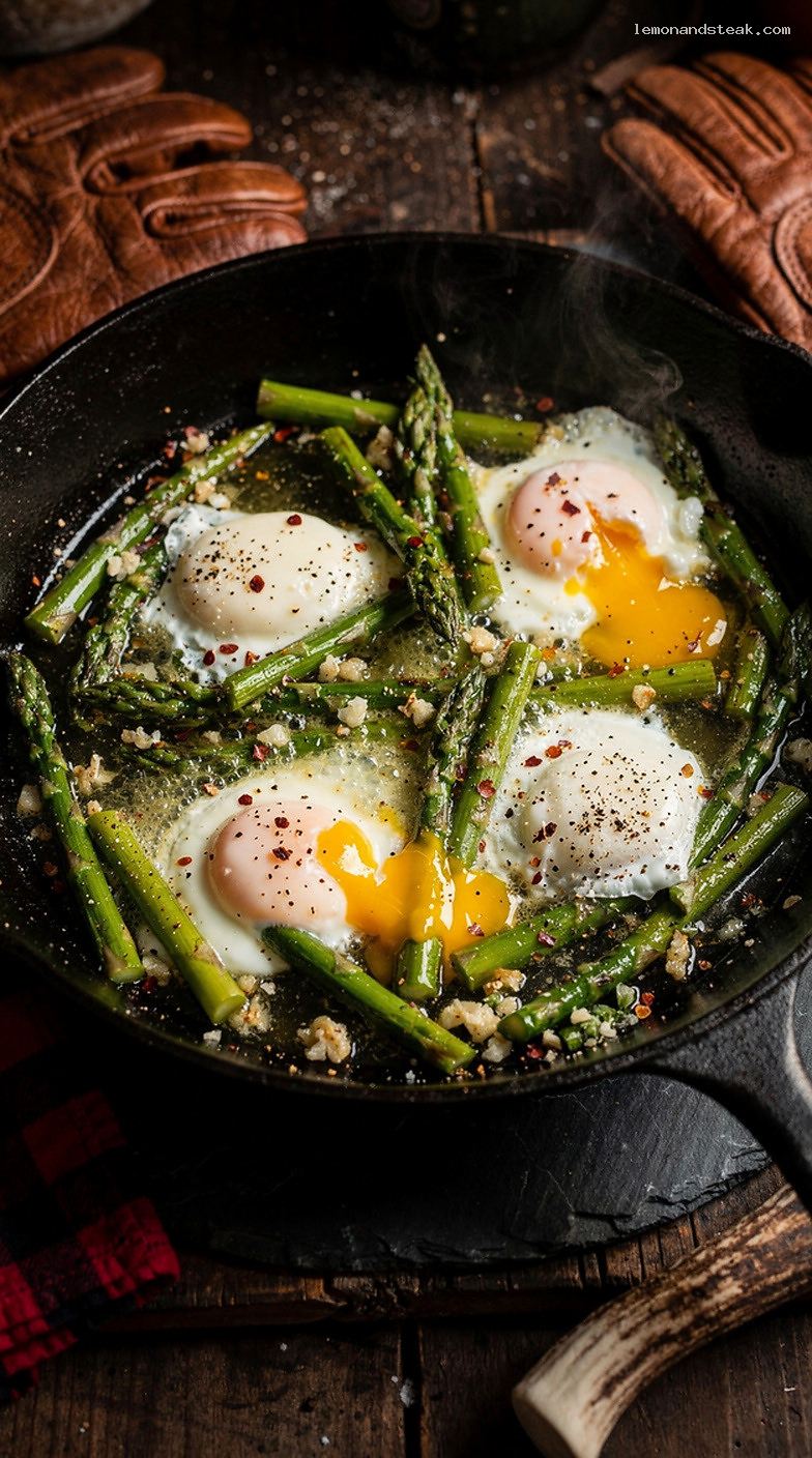 Butter-Sautéed Asparagus and Soft Egg Skillet