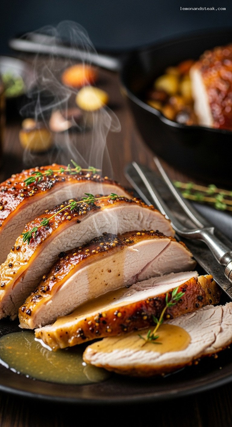 Buttermilk-Brined Roast Turkey With Thyme and Cracked Pepper – Closeup