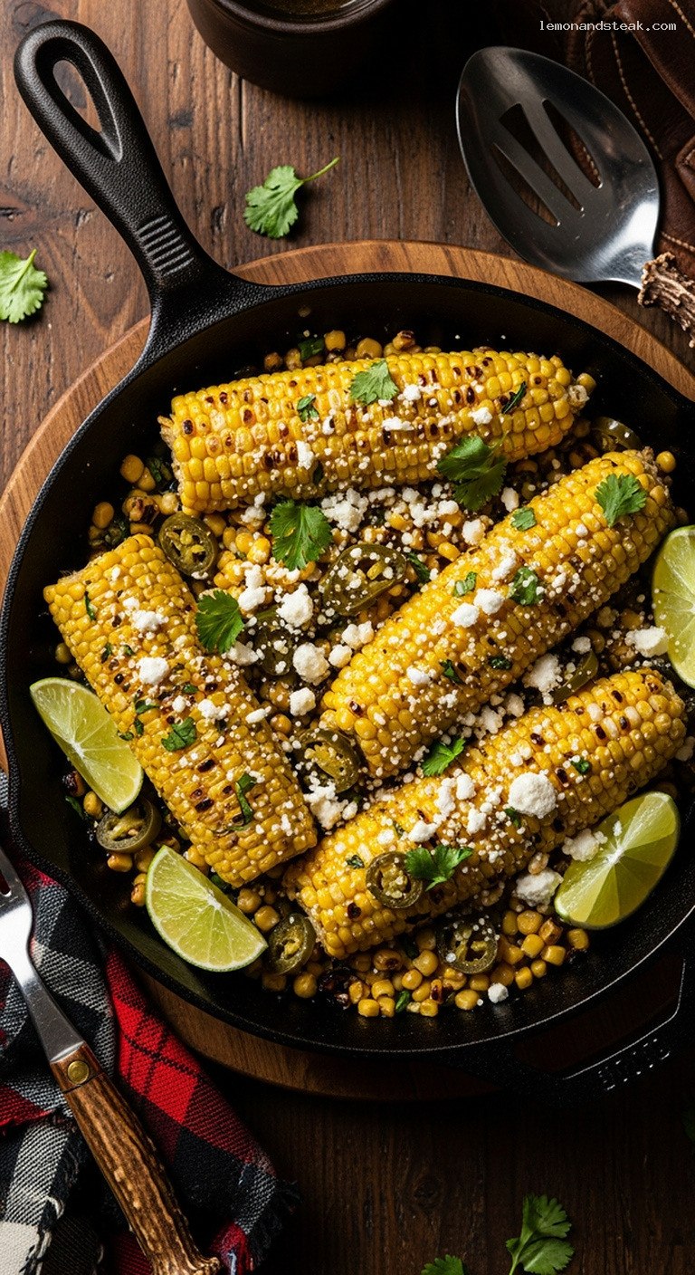 Buttery Jalapeño Lime Skillet Corn With Crumbly Cheese