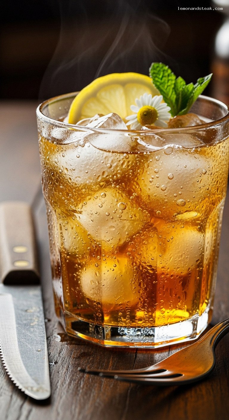 Calming Vanilla Honey Chamomile Iced Tea – Closeup