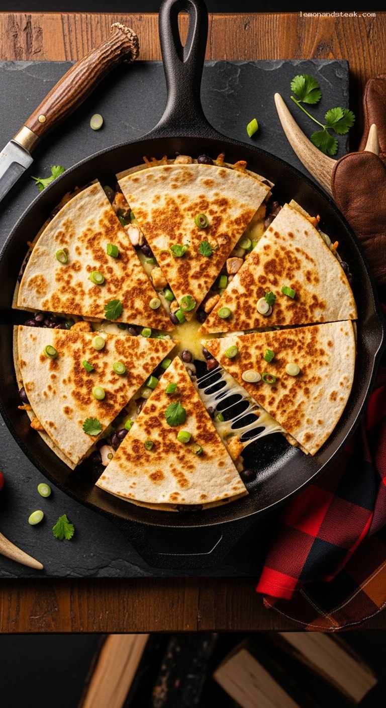 Campfire Chicken Quesadillas With Beans and Melted Cheese
