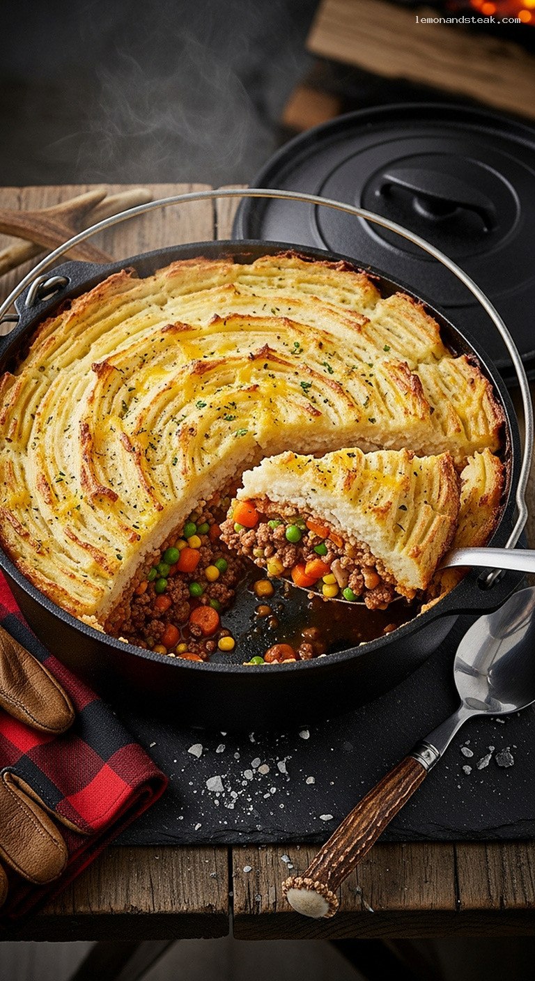 Campfire Dutch Oven Shepherd’s Pie With Crispy Topping