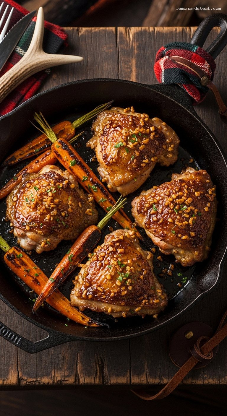 Campfire Honey Garlic Chicken Thighs with Charred Carrots