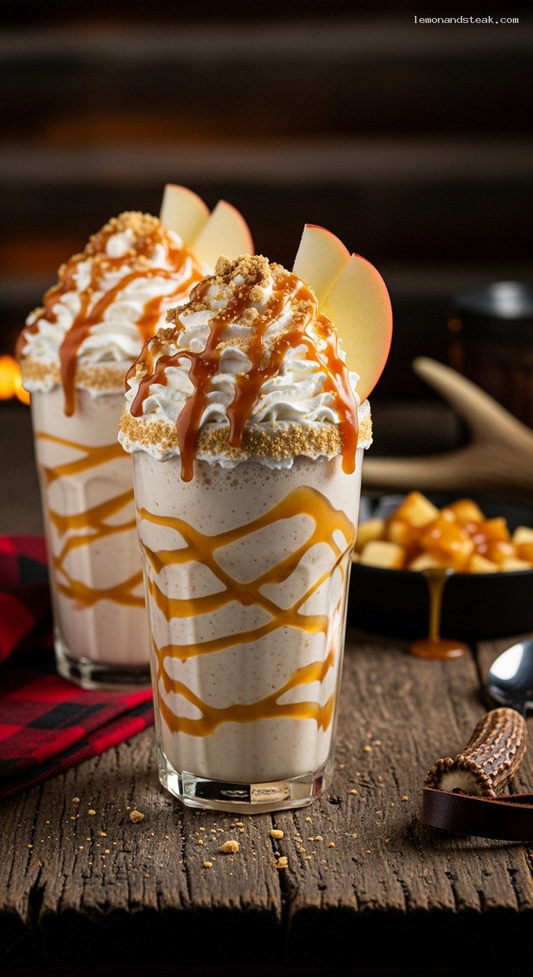 Caramel Apple Milkshake With Vanilla Ice Cream
