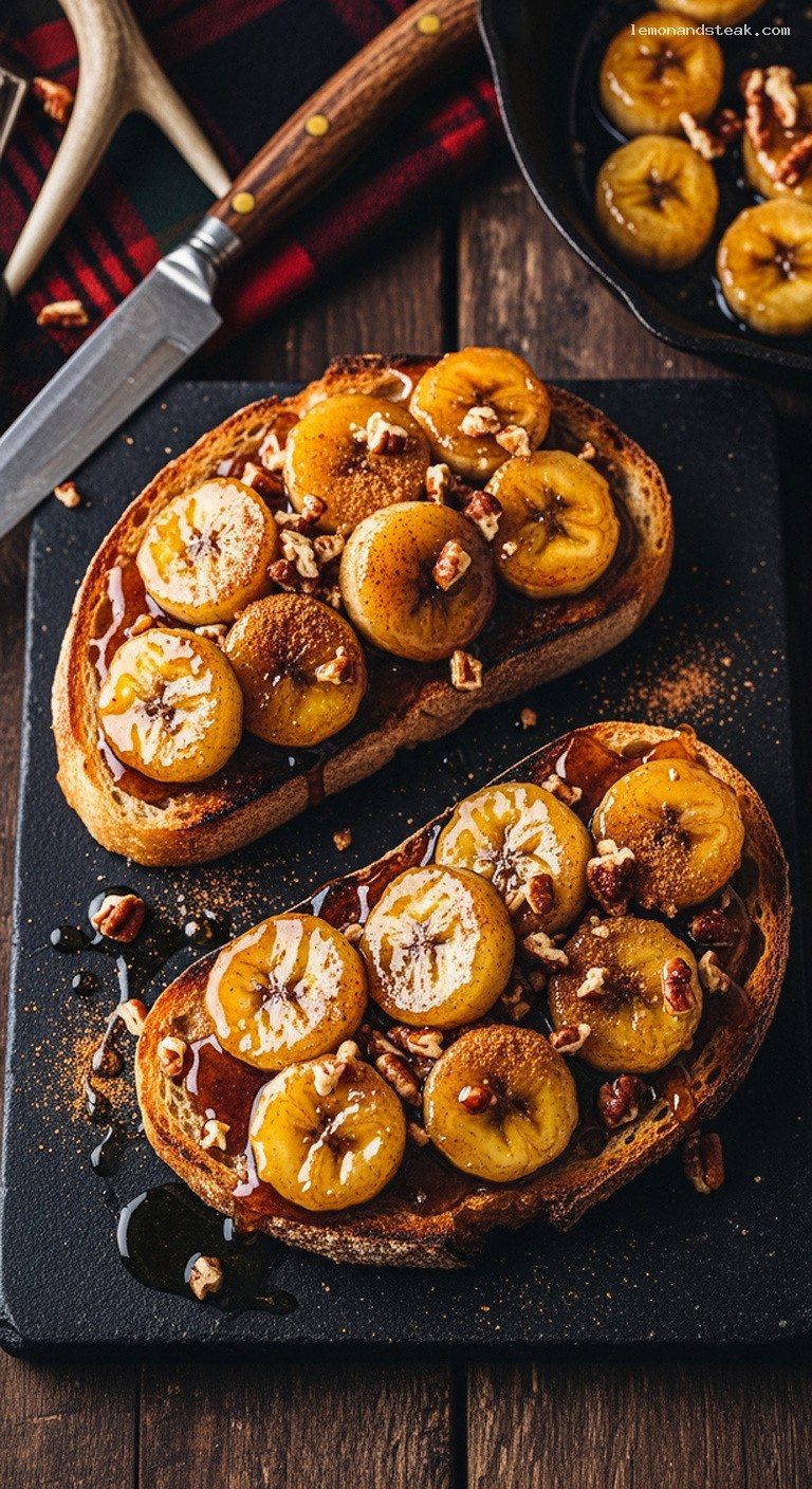 Caramelized Banana Honey Toast with Cinnamon and Nuts