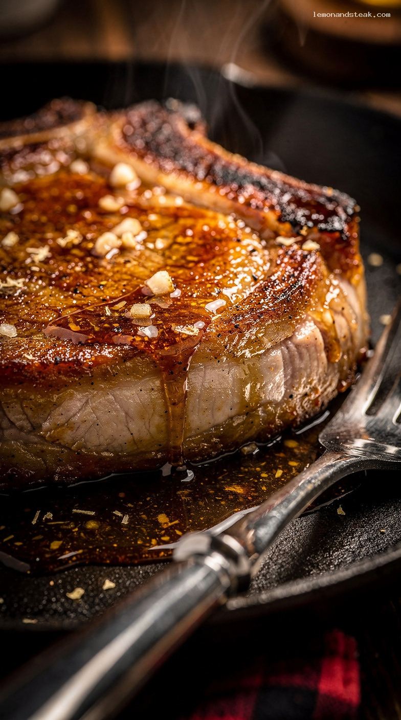 Caramelized Brown Sugar Soy Glazed Pork Chops – Closeup