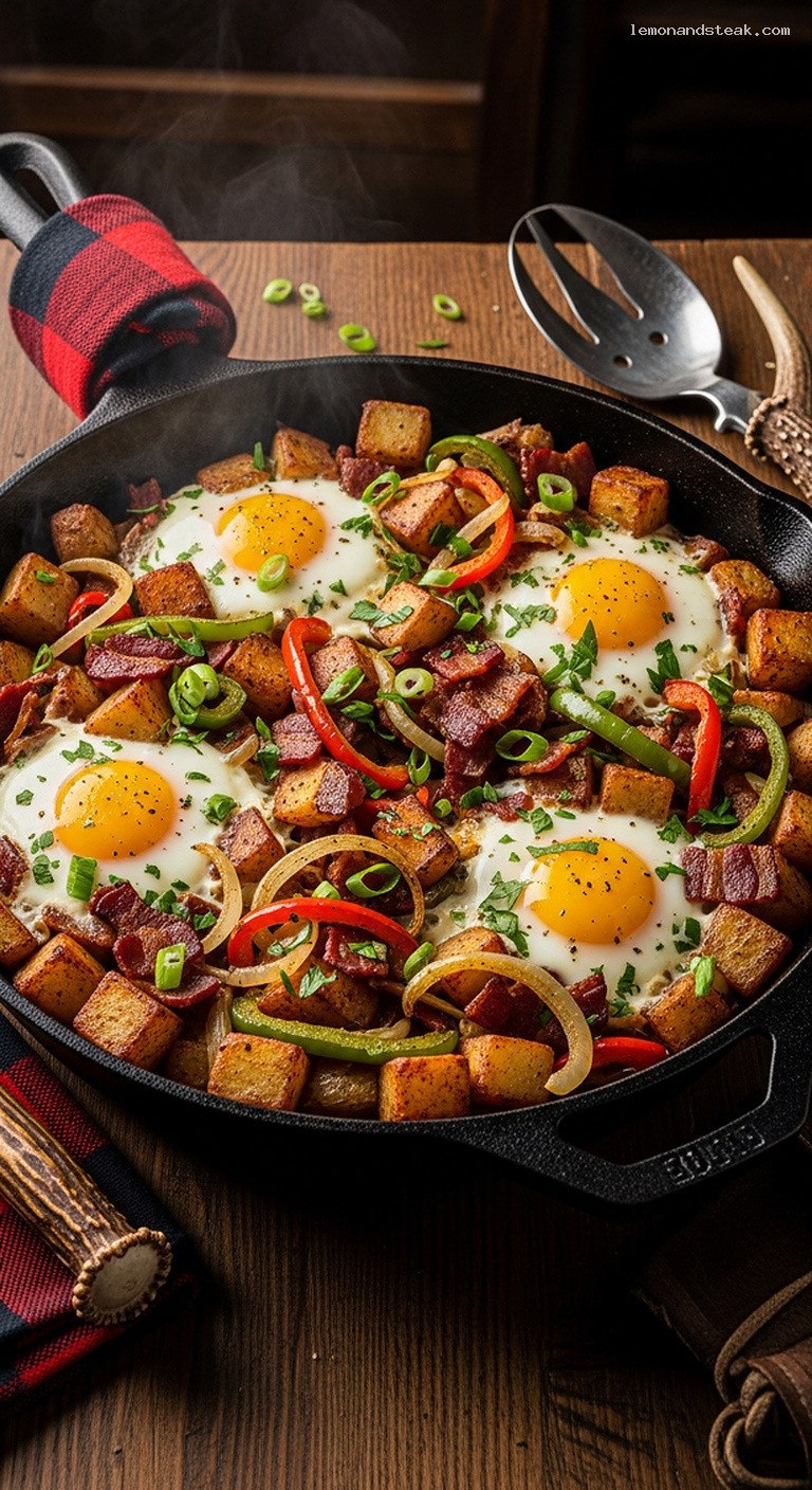 Cast-Iron Breakfast Hash with Potatoes, Bacon, and Peppers